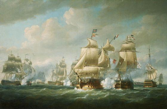 Duckworths Action off San Domingo by Nicholas Pocock (2 March 1740 – 9 March 1821)