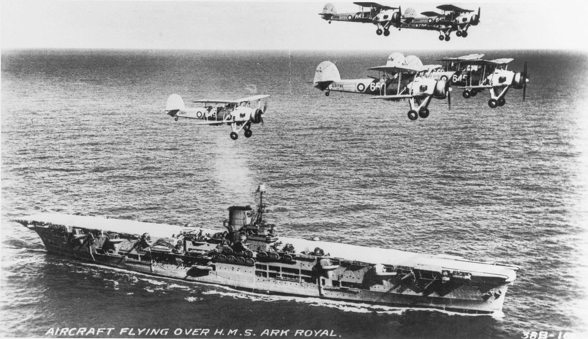 HMS Ark Royal flying her Fairy Swordfish