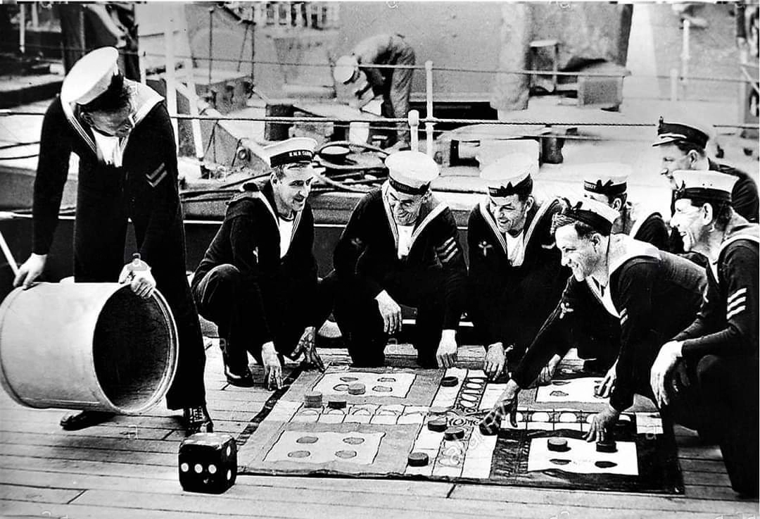 Stokers playing Uckers on deck